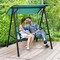Durable Green Steel Frame 2-Person Outdoor Swing with Adjustable Polyester Canopy